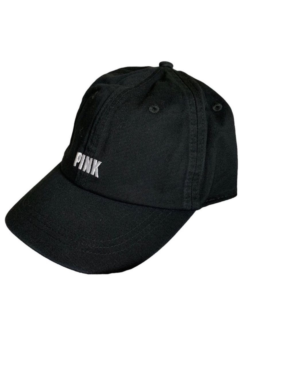 NWT PINK Victoria's Secret Black Baseball Cap with White Logo Adjustable